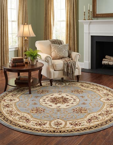 Light Blue Chateau Round Rug