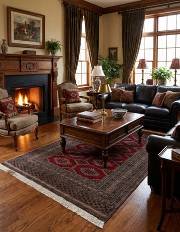 4' 1 x 6' 3 Hand Knotted Bokhara Oriental Wool Rug
