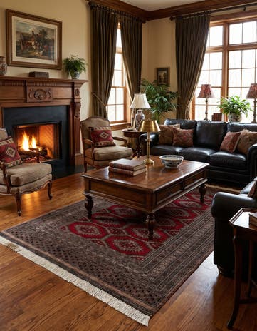4' 1 x 6' 3 Hand Knotted Bokhara Oriental Wool Rug