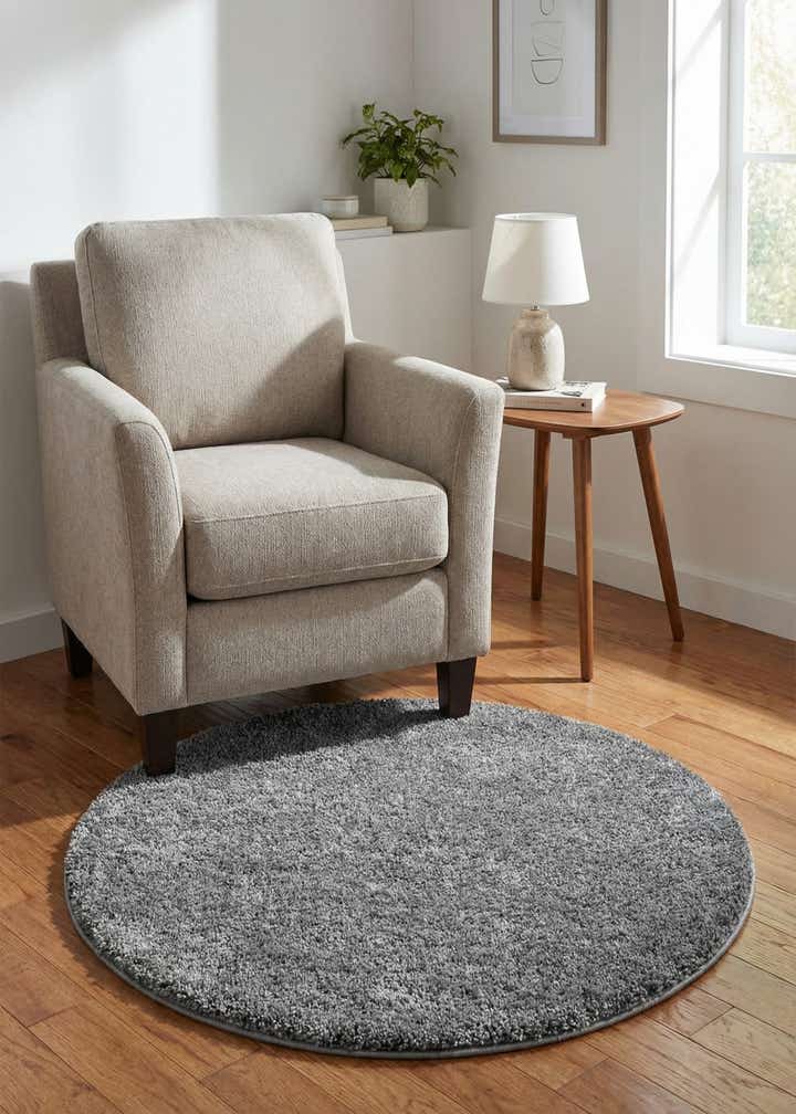 3' 3 x 3' 3 Soft Solid Shag Round Rug