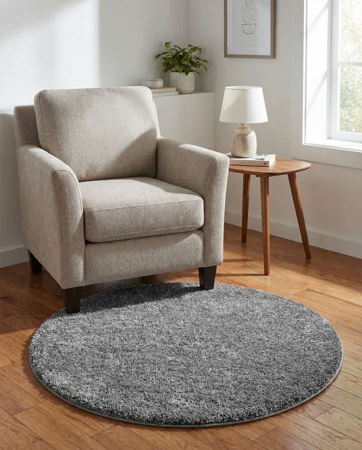 3' 3 x 3' 3 Soft Solid Shag Round Rug