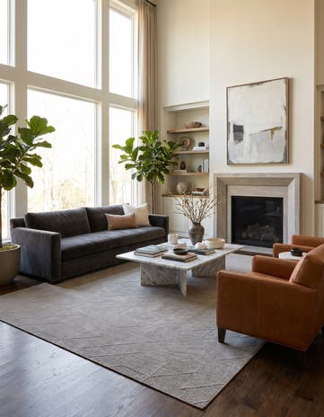 Steel gray WoolCraft Geometric Rug