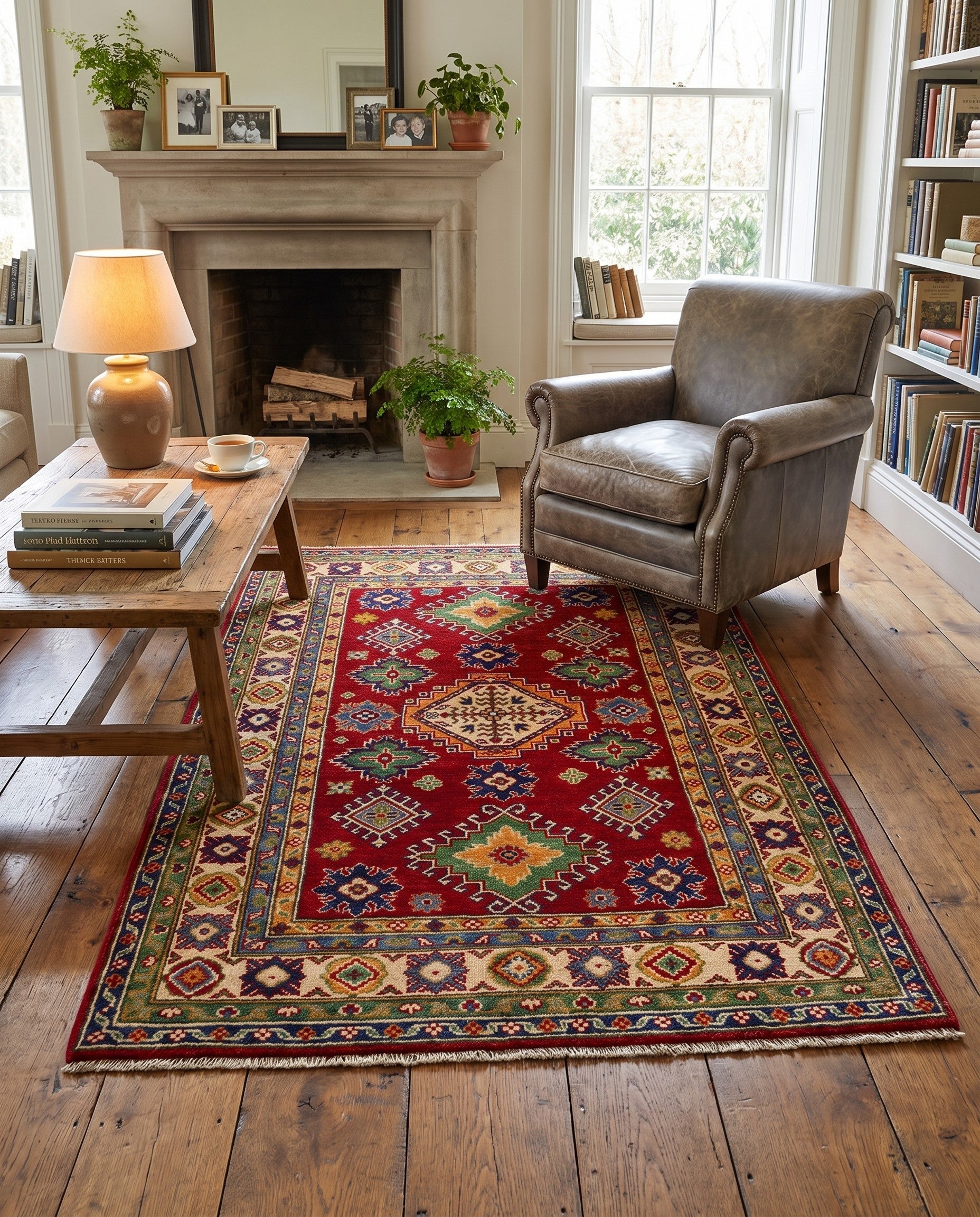 4' x 6' 2 Hand Knotted Kazak Rug