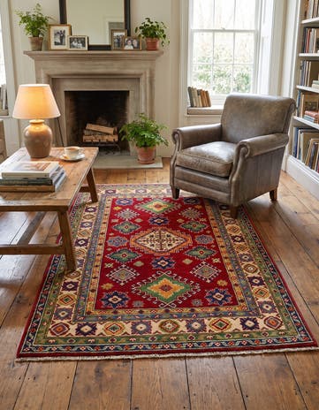 4' x 6' 2 Hand Knotted Kazak Rug