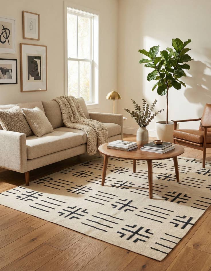 Detail image of 5' 3 x 6' 6 Hand Woven Kilim Modern Wool Square Rug