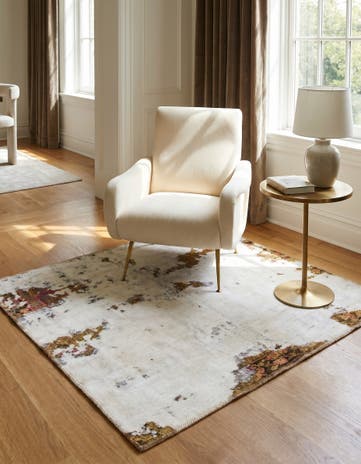 3' 8 x 4' Hand Knotted Ultra Vintage Persian Wool Square Rug