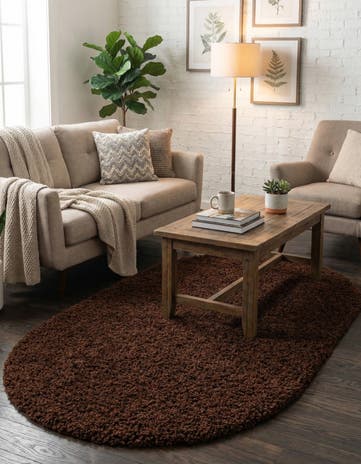 3' x 5' 3 Solid Shag Oval Rug