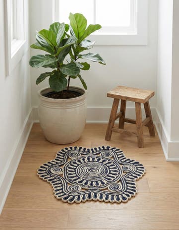 2' x 2' Handmade Braided Jute Round Rug