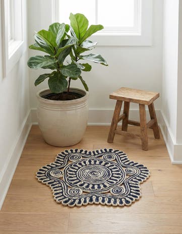 2' x 2' Handmade Braided Jute Round Rug