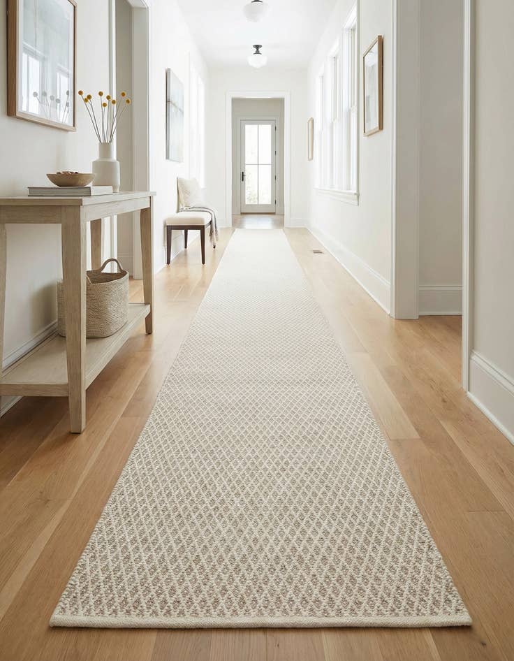 Detail image of 3' 3 x 14' 1 Hand Woven Lattice Wool Runner Rug