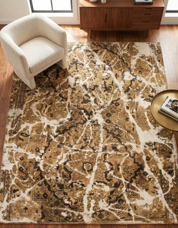 4' 9 x 5' 9 Hand Knotted Ultra Vintage Persian Wool Square Rug