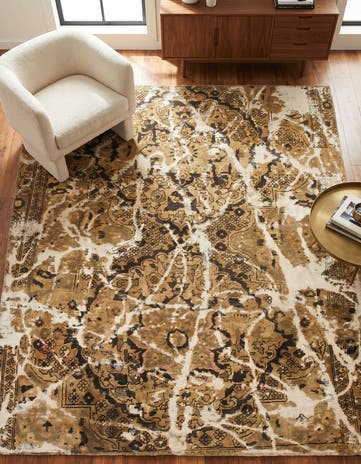 4' 9 x 5' 9 Hand Knotted Ultra Vintage Persian Wool Square Rug