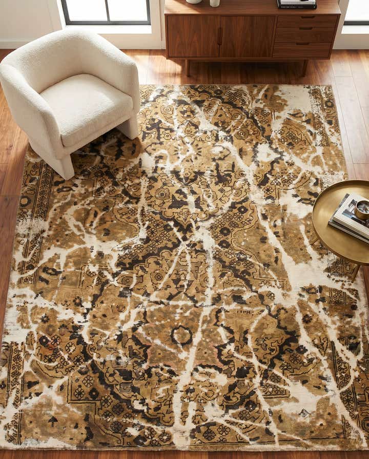 4' 9 x 5' 9 Hand Knotted Ultra Vintage Persian Wool Square Rug