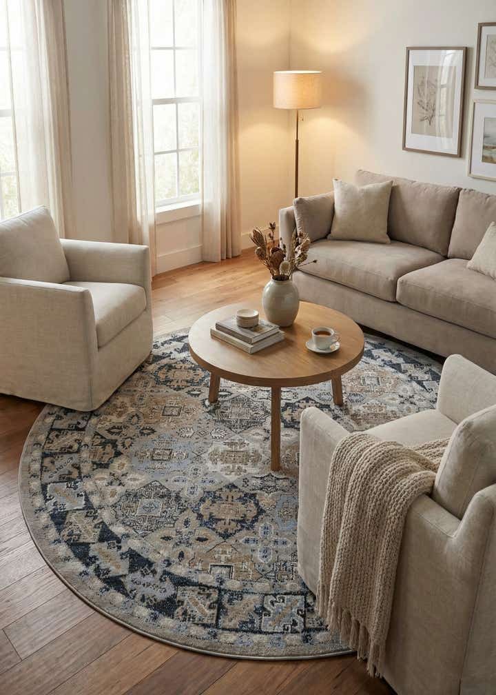 7' 10 x 7' 10 Kamala Washable Round Rug