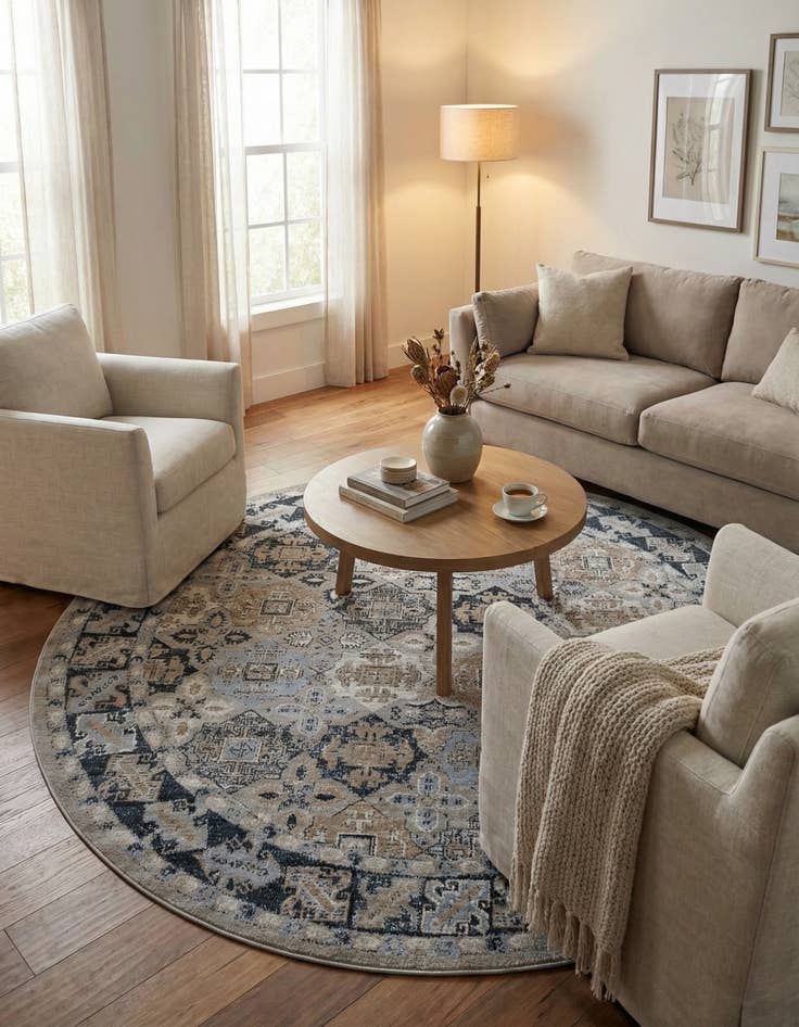 Detail image of 7' 10 x 7' 10 Kamala Washable Round Rug