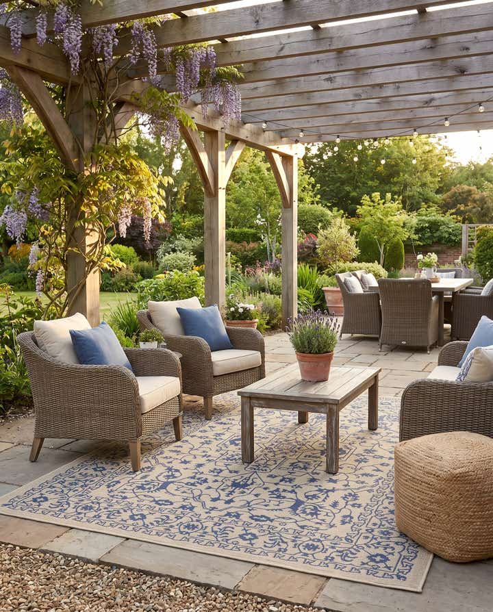 7' x 10' Easy-Clean Botanical Indoor / Outdoor Rug