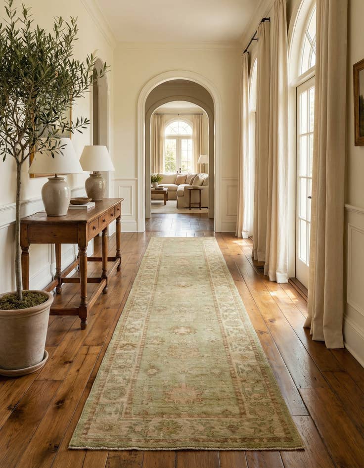 Detail image of 2' 9 x 13' 8 Hand Knotted Oushak Wool Runner Rug