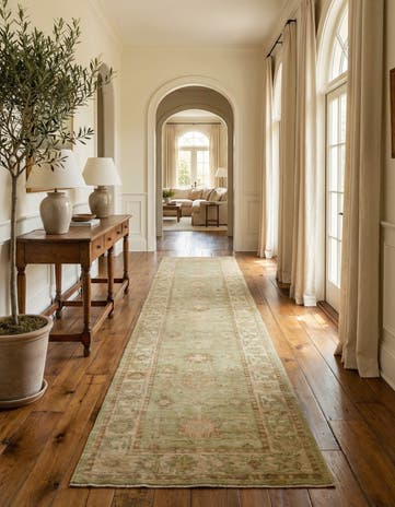 2' 9 x 13' 8 Hand Knotted Oushak Wool Runner Rug