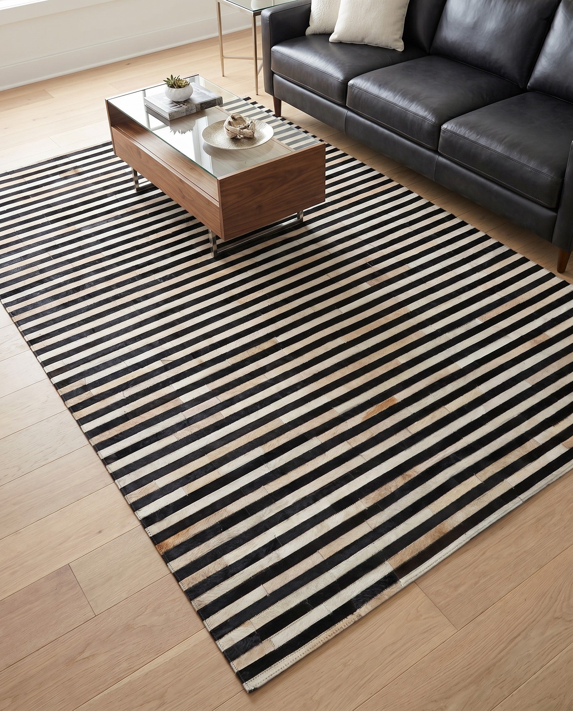 5' 1 x 8' Cowhide Leather Rug