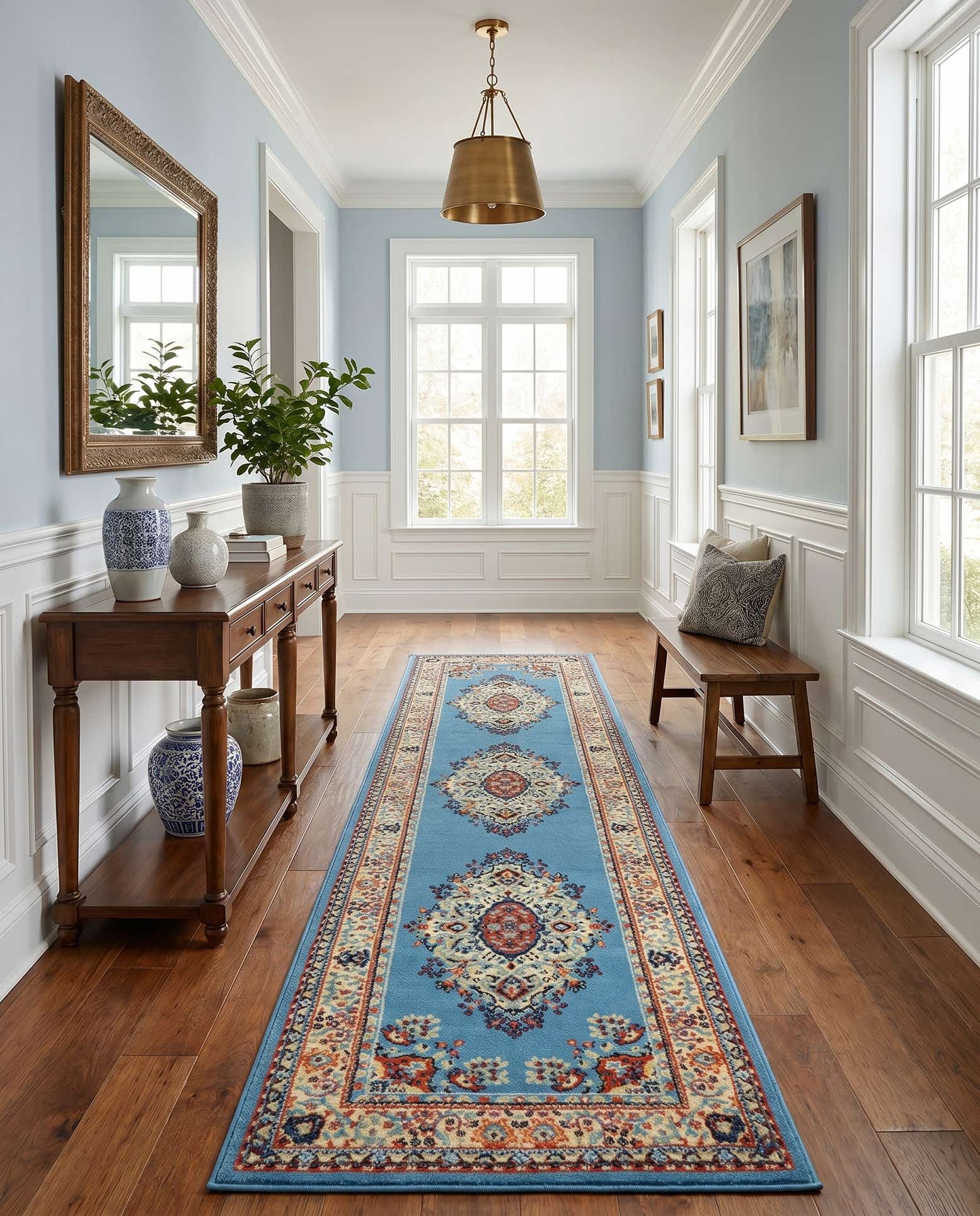 2' 7 x 10' Mashad Design Runner Rug