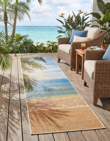 2' 7 x 10' Easy-Clean Coastal Indoor / Outdoor Runner Rug