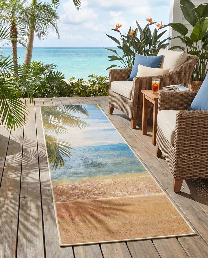 2' 7 x 10' Easy-Clean Coastal Indoor / Outdoor Runner Rug