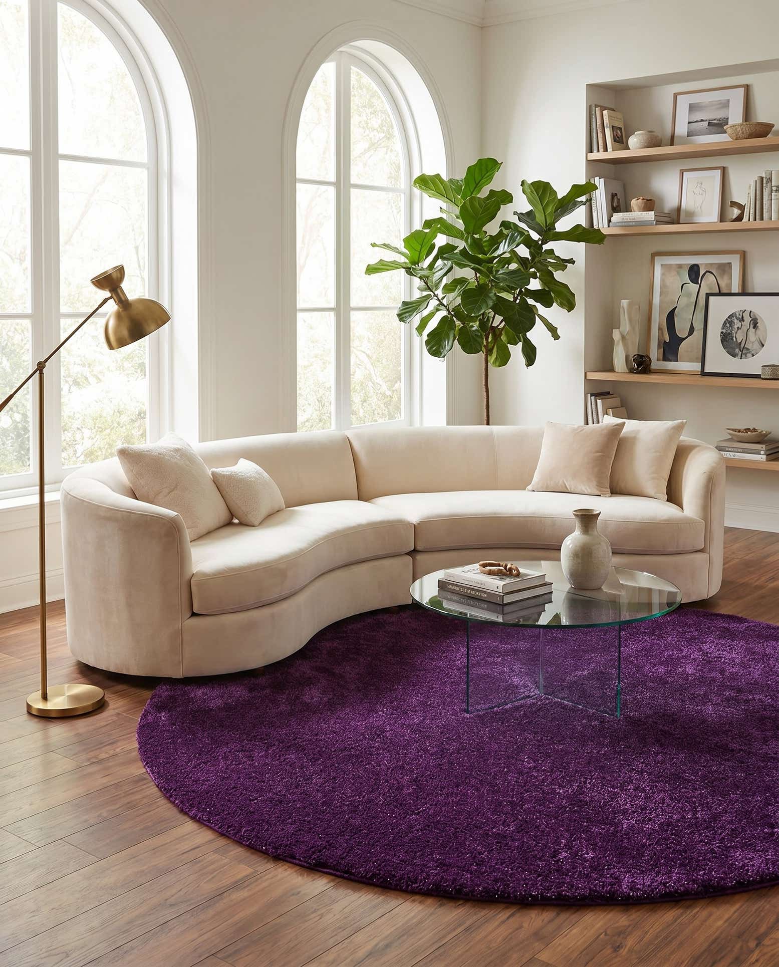 305cm x 305cm Solid Frieze Round Rug