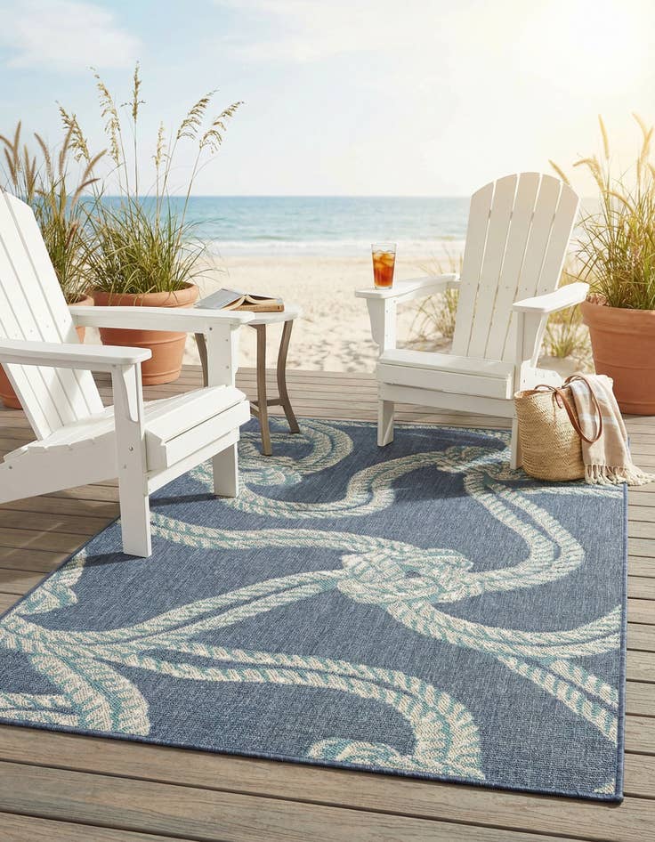 Detail image of 4' x 6' Washable Coastal Indoor / Outdoor Rug