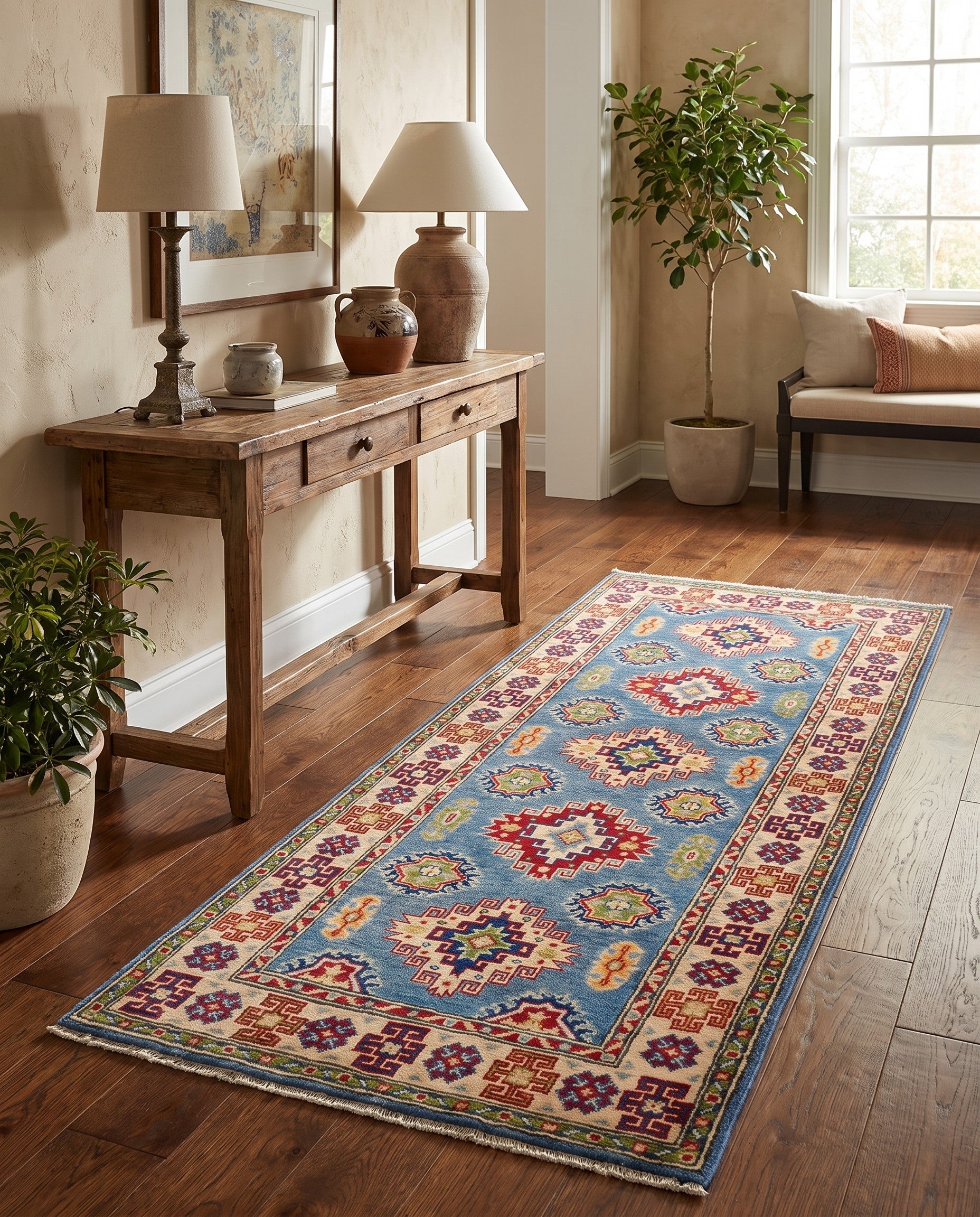 2' 7 x 6' 6 Hand Knotted Kazak Runner Rug