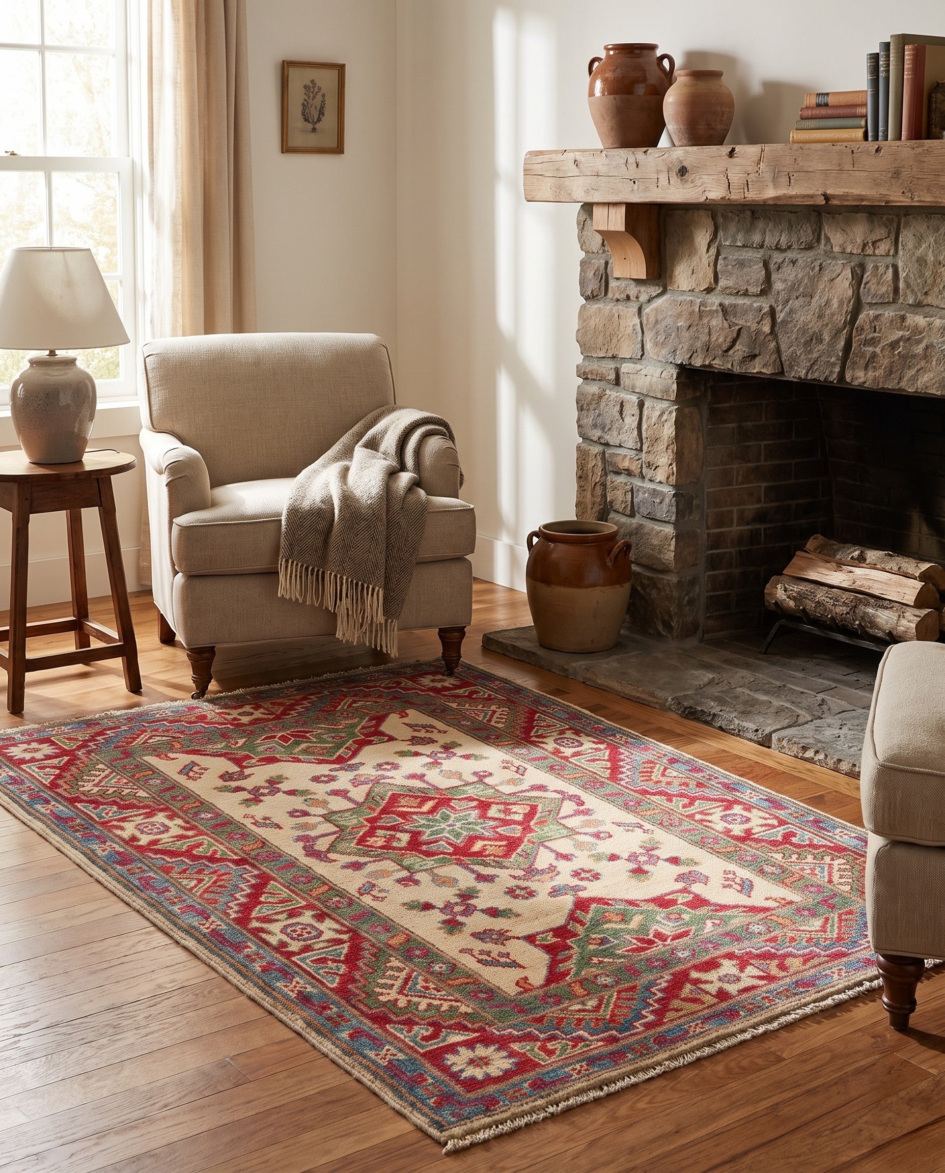 2' 7 x 4' Hand Knotted Kazak Rug