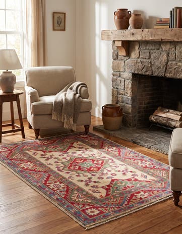 2' 7 x 4' Hand Knotted Kazak Rug