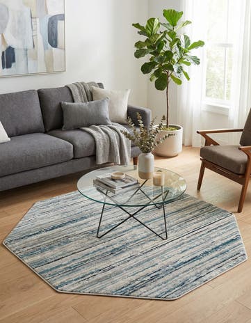 Ivory and Blue Finsbury Octagon Rug