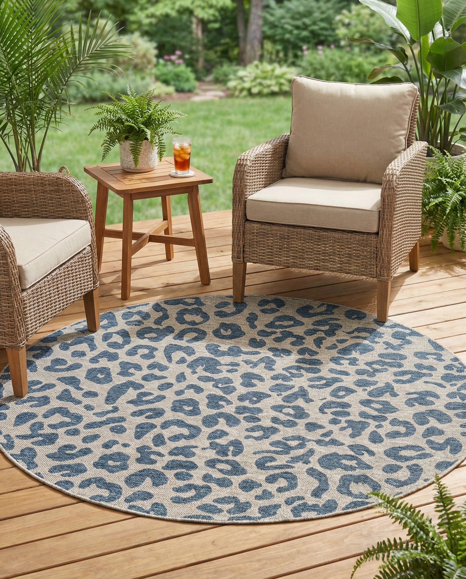 Primary image 5' 3 x 5' 3  Washable Safari Indoor / Outdoor Round Rug