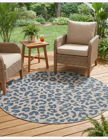 5' 3 x 5' 3 Easy-Clean Safari Indoor / Outdoor Round Rug