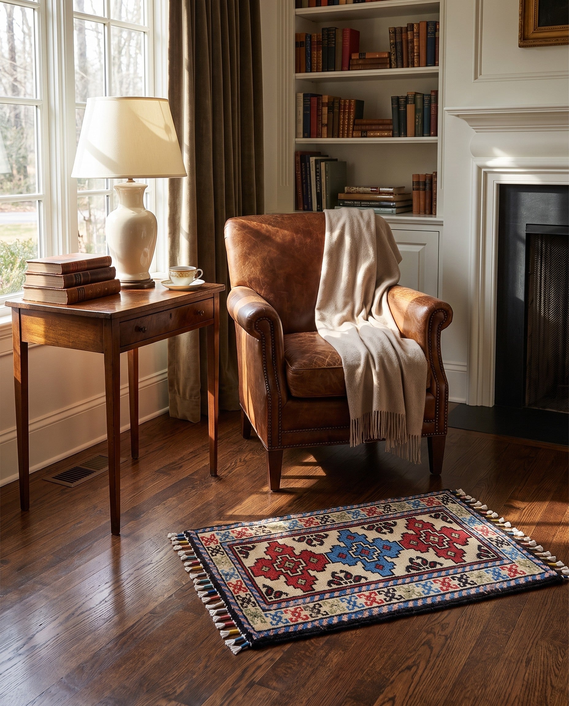 1' 4 x 2' Hand Knotted Ziegler Rug