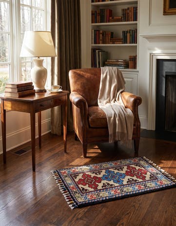 1' 4 x 2' Hand Knotted Ziegler Rug