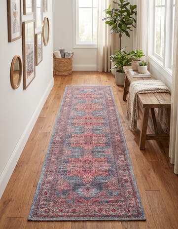 Blue Washable Maahru Runner Rug