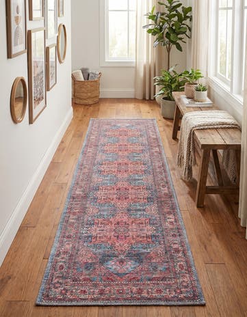 Blue Washable Maahru Runner Rug