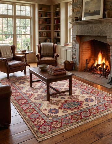 5' x 6' 7 Hand Knotted Kazak Rug
