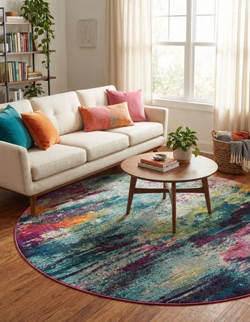 6' 1 x 6' 1 Washable Theia Round Rug