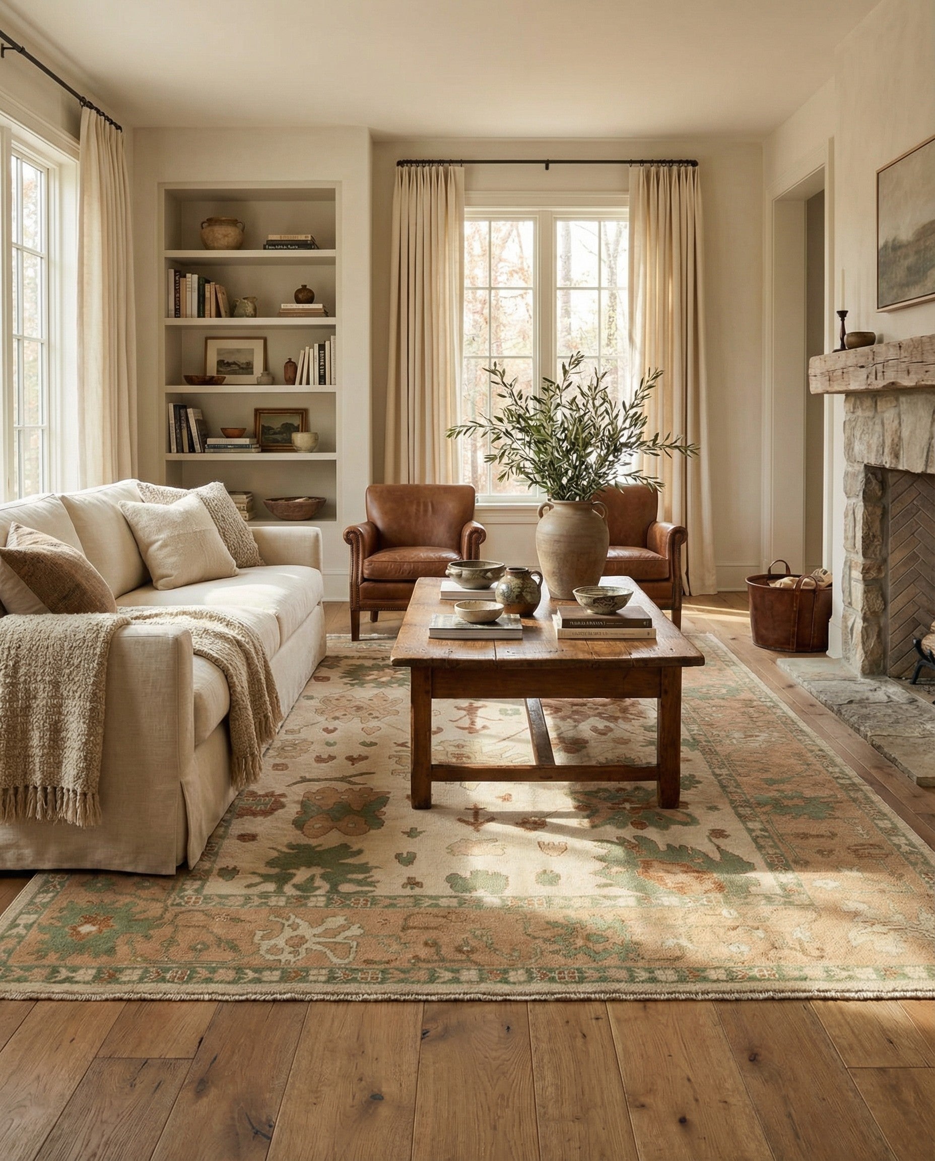 8' x 10' Hand Knotted Oushak Wool Rug