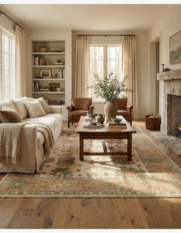 8' x 10' Hand Knotted Oushak Wool Rug