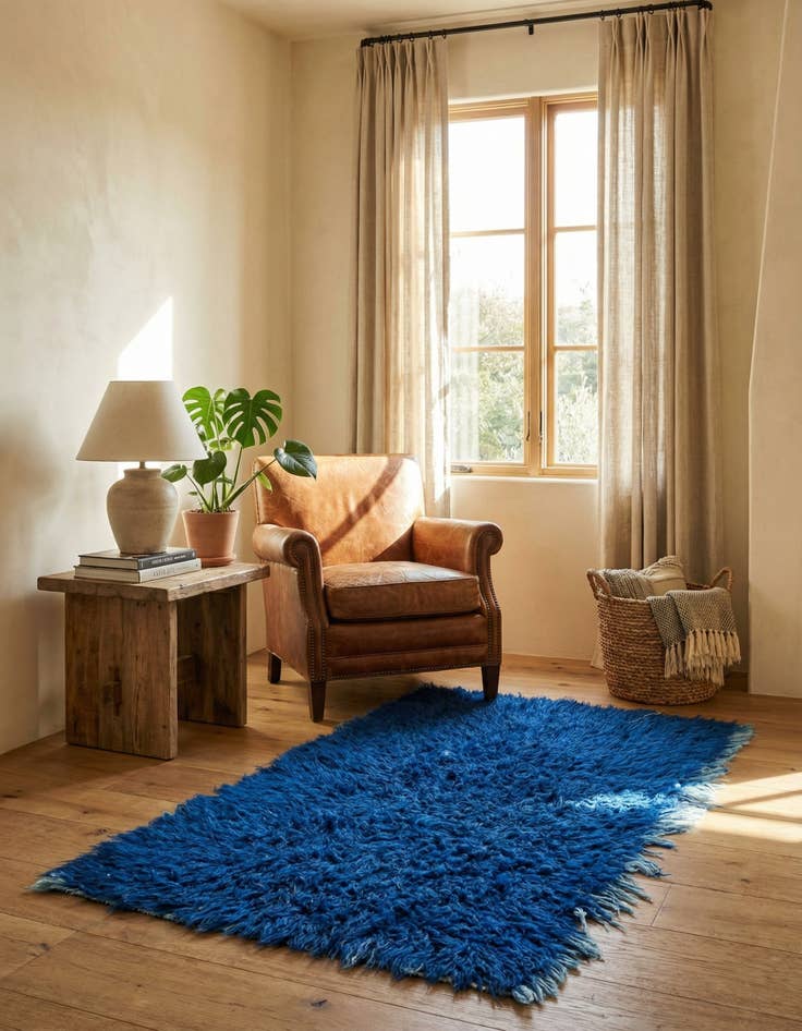 Detail image of 2' 4 x 4' 7 Hand Knotted Moroccan Wool Rug