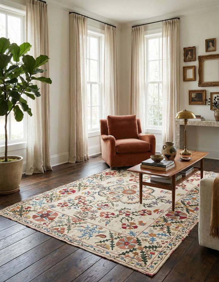 Detail image of 4' 11 x 7' 3 Suzani Rug