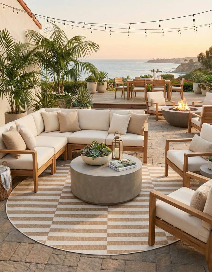 Detail image of 12' x 12' Washable Ribbon Indoor / Outdoor Round Rug