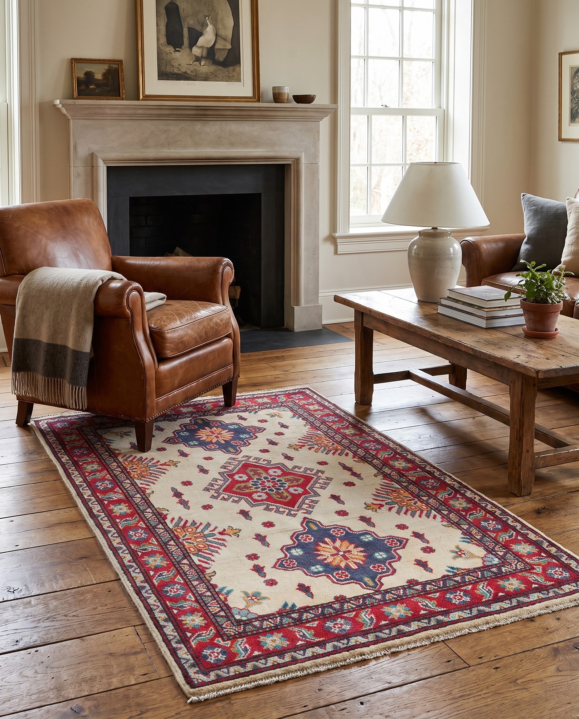 3' 3 x 4' 10 Hand Knotted Kazak Rug