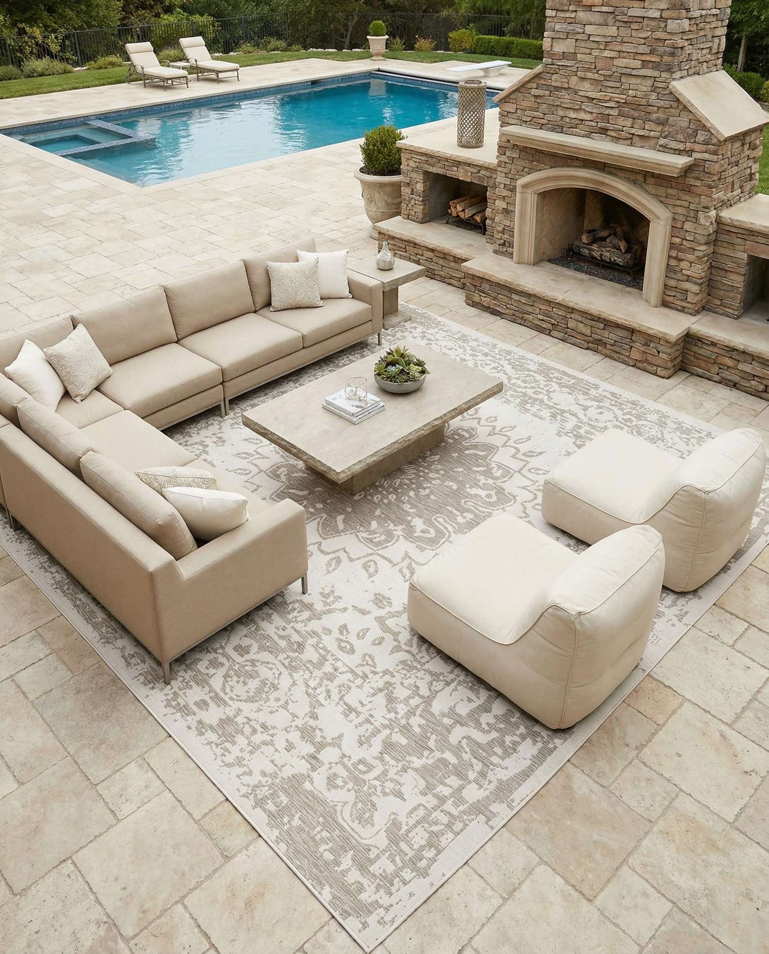 13' x 13' Easy-Clean Traditional Indoor / Outdoor Square Rug
