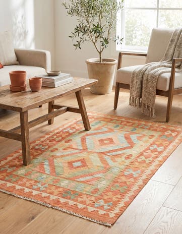 3' 2 x 5' Hand Woven Kilim Waziri Wool Rug