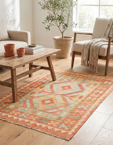 3' 2 x 5' Hand Woven Kilim Waziri Wool Rug
