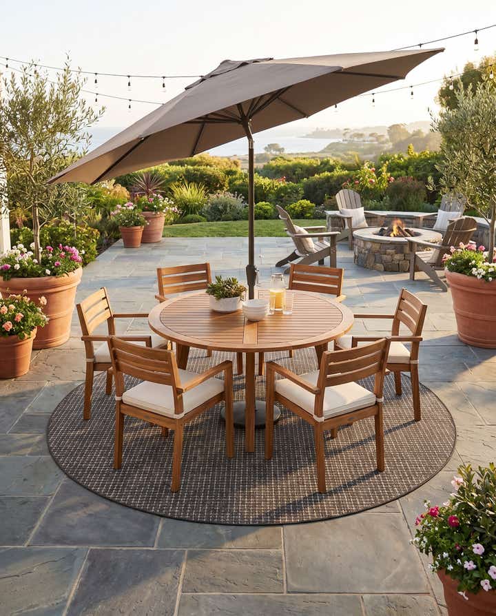 7' 10 x 7' 10 Easy-Clean Checkered Indoor / Outdoor Round Rug